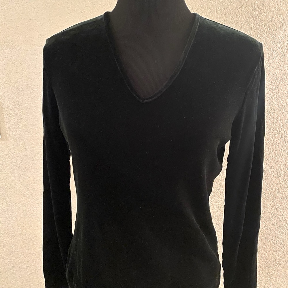 Black velvet long sleeve top